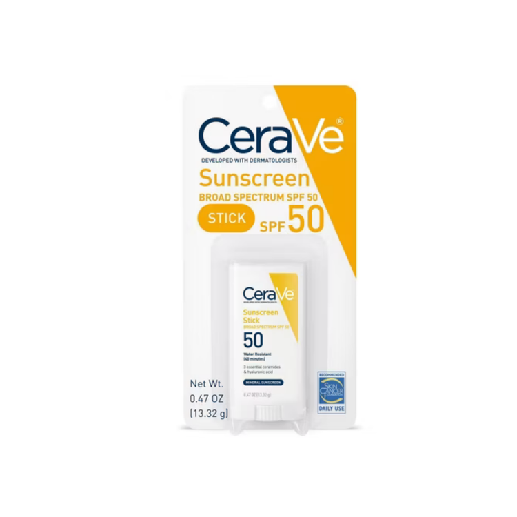 CeraVe 100% Mineral Sunscreen Stick for Face and Body - SPF 50 - 0.47oz