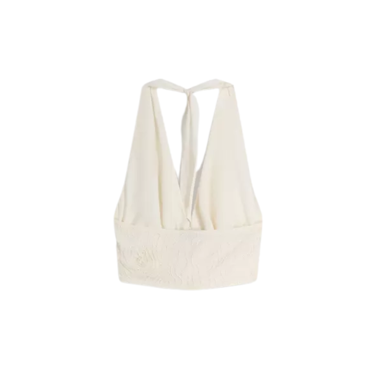 Bershka Top bordado nudo E2