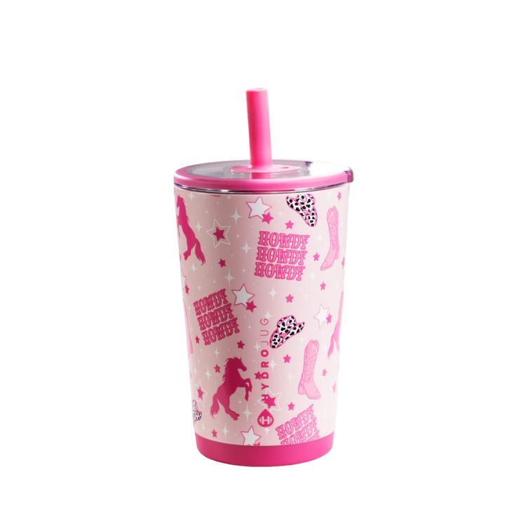 HydroJug Everyday Tumbler – Ceramic-Lined Insulated Tumbler with Straw and Soft-Touch Lid, Cup Holder Friendly – 14 oz, Cowgirl