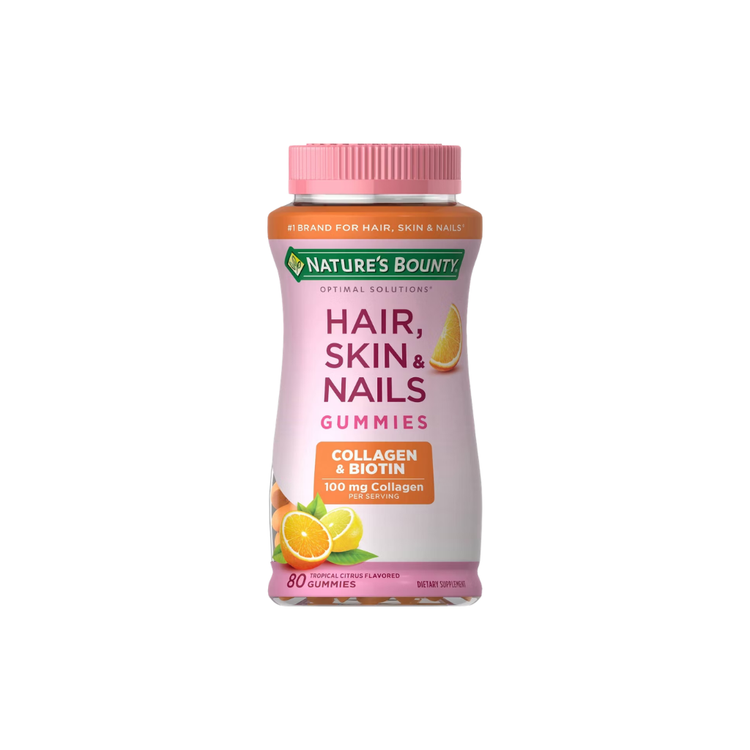Nature's Bounty Optimal Solutions Hair, Skin & Nail Gummies with Biotin & Collagen - Orange - 80ct: Gluten-Free Supplement