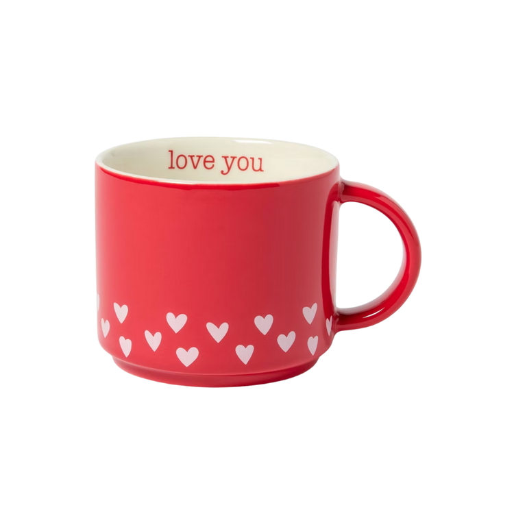 14oz Stoneware Love you Hearts Stacking Mug Red - Spritz