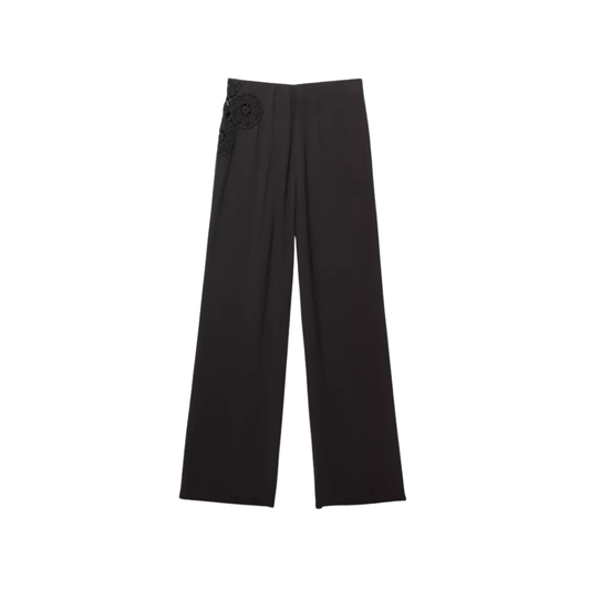 Pull&Bear Pantalón rústico bordado crochet L1