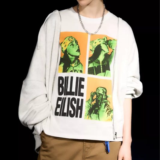 Bershka Camiseta Billie Ellish manga corta print E1