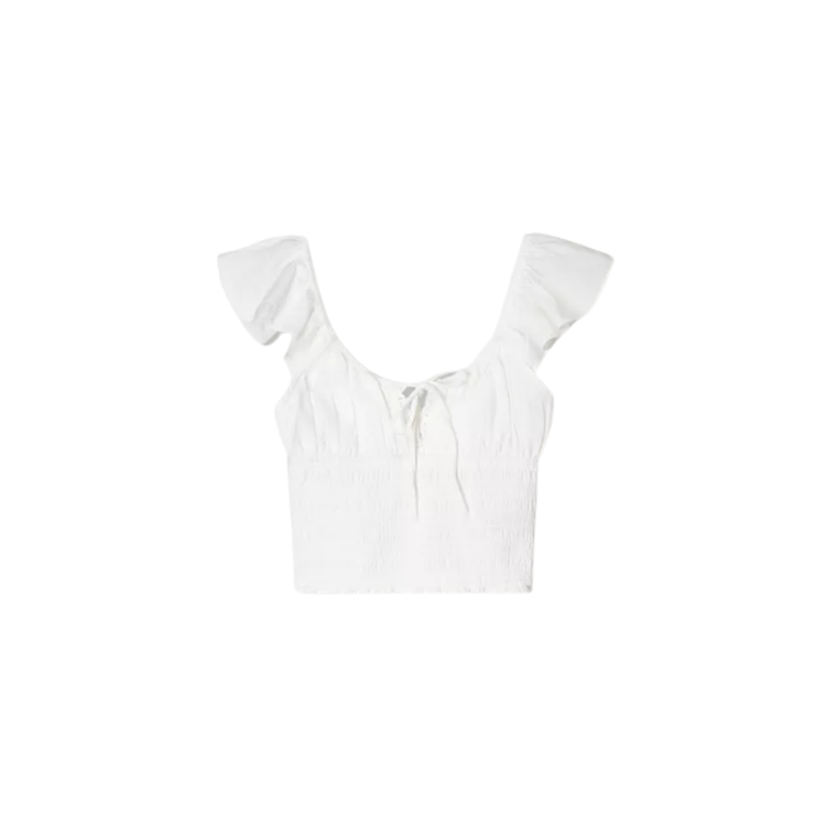 Bershka Top rústico fruncido B1