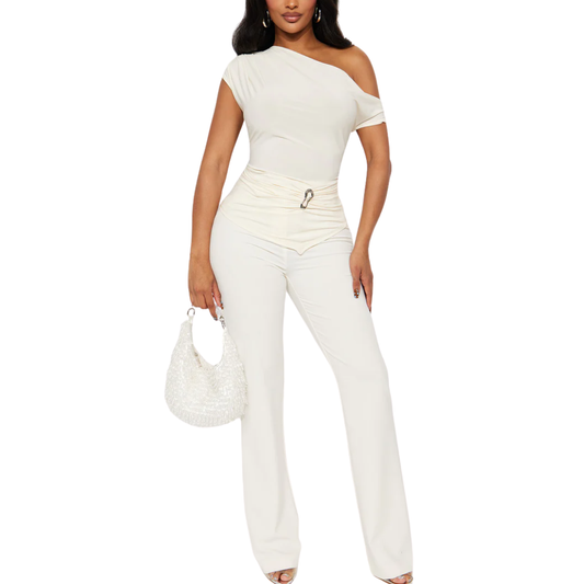 Camisa Top Lucina Ruched Off Shoulder - Crema