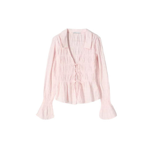 Bershka Camisa rústica fruncida F1