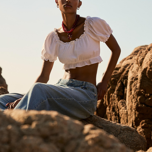 Blusa manga corta cropped U1