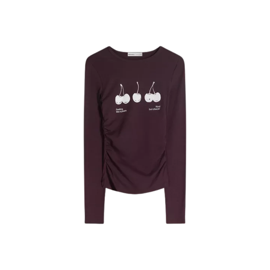 Bershka Camiseta manga larga fruncido print D2