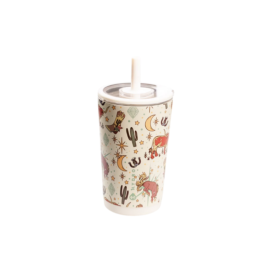 HydroJug Everyday Tumbler – Ceramic-Lined Insulated Tumbler with Straw and Soft-Touch Lid, Cup Holder Friendly – 14 oz, Rodeo