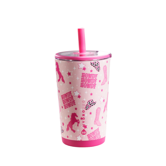 HydroJug Everyday Tumbler – Ceramic-Lined Insulated Tumbler with Straw and Soft-Touch Lid, Cup Holder Friendly – 14 oz, Cowgirl