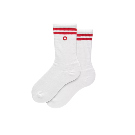 Lululemon Unisex Daily Essential Crew Socks Stripe Red