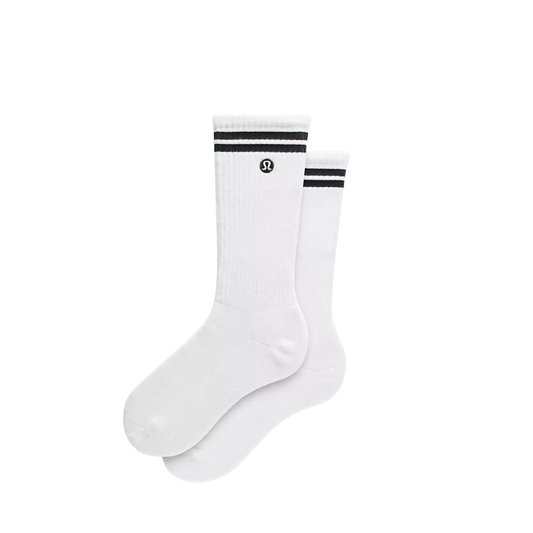 Lululemon Unisex Daily Essential Crew Socks Stripe White/Green