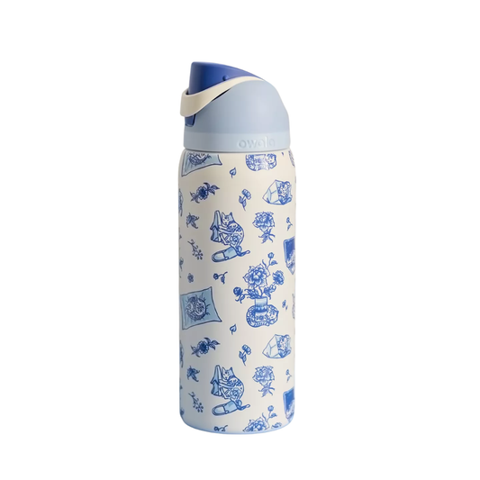 Owala UO Exclusive Delft Cat Print FreeSip 32 oz Water Bottle