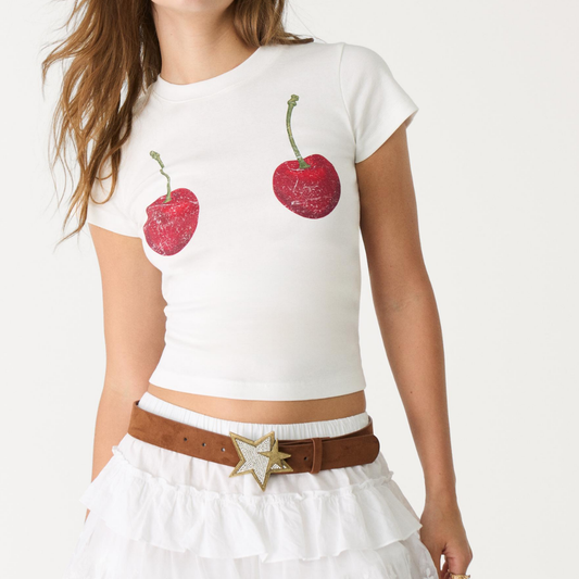 Stradivarius Camiseta manga corta cerezas B