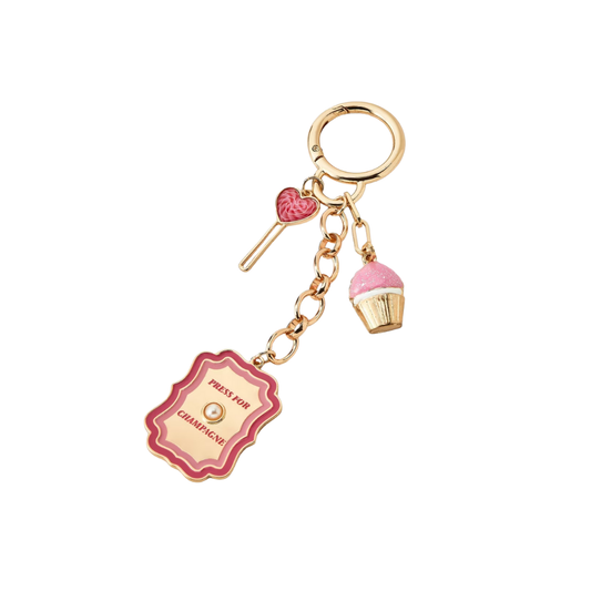 Valentine's Day Press for Champagne & Sweets Bag Charm - A New Day™ Pink/Gold