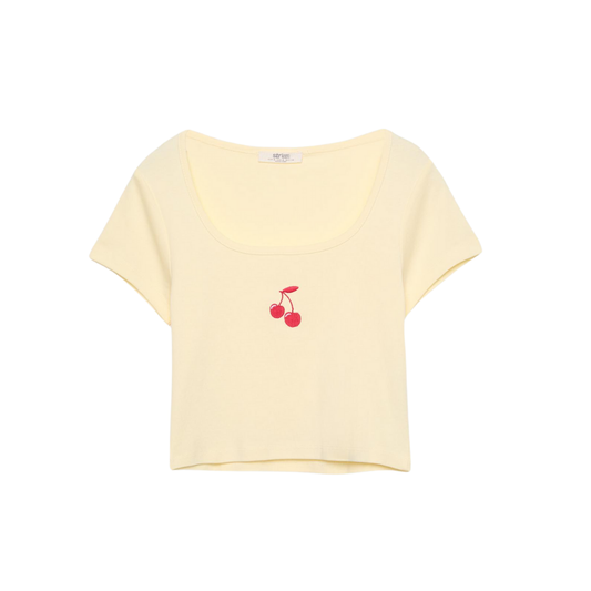 Stradivarius Camiseta crop estampado D