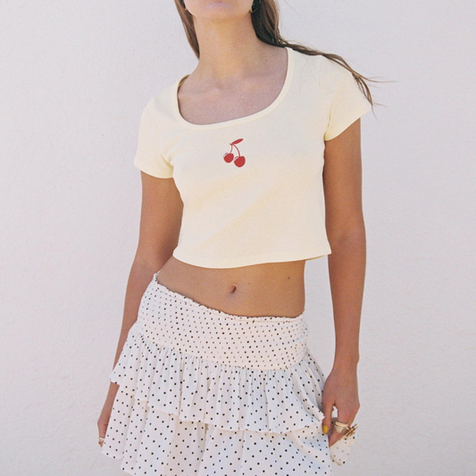 Stradivarius Camiseta crop estampado D